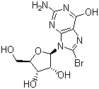 结构式 CAS# 4016-63-1, 8-溴鸟苷; 8-溴鸟嘌呤核苷; 2-氨基-8-溴-6-羟基嘌呤核苷