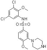 N-(3,5-二氯-2-甲氧基苯基)-4-甲氧基-3-(1-哌嗪基)苯磺酰胺分子结构 (CAS 402713-80-8)