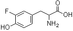 structure of CAS# 403-90-7, 3-Fluoro-DL-tyrosine;3-Fluorotyrosine; Ba 2745; DL-3-Fluorotyrosin; DL-3-Fluorotyrosine; DL-m-Fluorotyrosine; Fluorthyrin; NSC 83231; Pardinon; m-Fluoro-DL-tyrosine