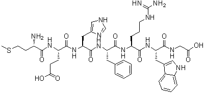 structure of CAS# 4037-01-8, L-Methionyl-L-alpha-glutamyl-L-histidyl-L-phenylalanyl-L-arginyl-L-tryptophylglycine;ACTH (4-10); Antimicrobial peptide (synthetic US20140296137-SEQ-ID-418); Antimicrobial peptide (unknown organism clone WO039857-SEQID-1266); Des-1-serine-des-2-tyrosine-des-3-serine-alpha1-10-corticotropin;