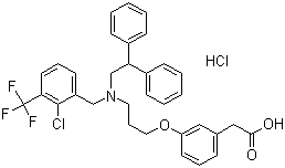 结构式 CAS# 405911-17-3, 2-[3-[3-[[2-氯-3-(三氟甲基)苄基](2,2-二苯基乙基)氨基]丙氧基]苯基]乙酸盐酸盐
