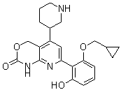 7-[2-(Cyclopropylmethoxy)-6-hydroxyphenyl]-1,4-dihydro-5-(3-piperidinyl)-2H-pyrido[2,3-d][1,3]oxazin-2-one molecular structure (CAS 406208-34-2)