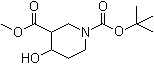 Methyl N-(tert-Butoxycarbonyl)-4-hydroxypiperidine-3-carboxylate molecular structure (CAS 406212-51-9)