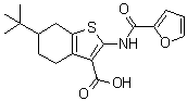 structure of CAS# 407587-33-1, 6-(1,1-Dimethylethyl)-2-[(2-furanylcarbonyl)amino]-4,5,6,7-tetrahydrobenzo[b]thiophene-3-carboxylic acid