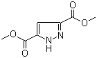 structure of CAS# 4077-76-3, Dimethyl 1H-pyrazole-3,5-dicarboxylate;1H-Pyrazole-3,5-dicarboxylic acid dimethyl ester; Pyrazole-3,5-dicarboxylic acid dimethyl ester; 3,5-Bis(methoxycarbonyl)pyrazole; 3,5-Dicarbomethoxypyrazole; 1H-Pyrazole-3,5-dicarboxylic acid 3,5-dimethyl ester; Dimethyl 3,5-pyrazoledicarboxylate