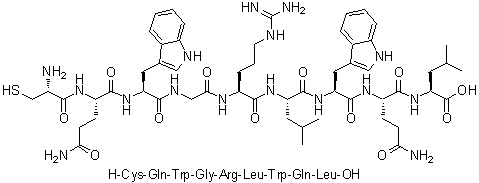 L-半胱氨酰-L-谷氨酰胺酰-L-色氨酰甘氨酰-L-精氨酰-L-亮氨酰-L-色氨酰-L-谷氨酰胺酰-L-亮氨酸分子结构 (CAS 410074-11-2)