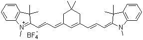 2-((E)-3-(5,5-Dimethyl-3-[(E)-3-(1,3,3-trimethyl-1,3-dihydro-2H-indol-2-ylidene)-1-propenyl]-2-cyclohexen-1-ylidene)-1-propenyl)-1,3,3-trimethyl-3H-indolium tetrafluoroborate molecular structure (CAS 410536-44-6)