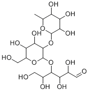 O-6-脱氧-α-L-吡喃半乳糖基-(1→2)-O-β-D-吡喃半乳糖基-(1→4)-D-葡萄糖分子结构 (CAS 41263-94-9)