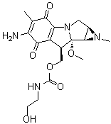 [1aS-(1aalpha,8beta,8aalpha,8balpha)]-(2-Hydroxyethyl)carbamic acid (6-amino-1,1a,2,4,7,8,8a,8b-octahydro-8a-methoxy-1,5-dimethyl-4,7-dioxoazirino[2',3':3,4]pyrrolo[1,2-a]indol-8-yl)methyl ester molecular structure (CAS 41515-28-0)