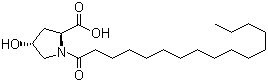结构式 CAS# 41736-92-9, N-十六碳酰基-4-羟基-L-脯氨酸; N-棕榈酰基-4-羟基-L-脯氨酸