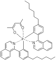 Bis[5-hexyl-2-(1-isoquinolinyl)phenyl](2,4-pentanedionato)iridium molecular structure (CAS 435294-13-6)