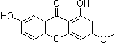 structure of CAS# 437-50-3, Gentisine;1,7-Dihydroxy-3-methoxy-9H-xanthen-9-one; 1,7-Dihydroxy-3-methoxyxanthone; Gentianic acid; Gentianin; Gentisin