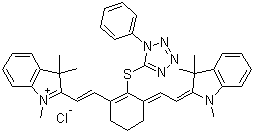 2-[2-[3-[2-(1,3-二氢-1,3,3-三甲基-2H-吲哚-2-亚基)乙亚基]-2-[(1-苯基-1H-四唑-5-基)硫基]-1-环己烯-1-基]乙烯基]-1,3,3-三甲基-3H-吲哚鎓氯化物分子结构 (CAS 440102-72-7)