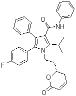 1-[2-[(2S)-3,6-Dihydro-6-oxo-2H-pyran-2-yl]ethyl]-5-(4-fluorophenyl)-2-(1-methylethyl)-N,4-diphenyl-1H-pyrrole-3-carboxamide molecular structure (CAS 442851-50-5)