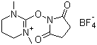 structure of CAS# 443305-34-8, O-Succinimidyl-1,3-dimethylpropyleneuronium tetrafluoroborate;TPD-OSU; 2-[(2,5-Dioxo-1-pyrrolidinyl)oxy]-3,4,5,6-tetrahydro-1,3-dimethylpyrimidinium tetrafluoroborate