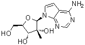 结构式 CAS# 443642-29-3, 7-(2-C-甲基-beta-D-呋喃核糖基)-7H-吡咯并[2,3-d]嘧啶-4-胺