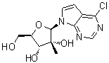结构式 CAS# 443642-33-9, 4-氯-7-(2-C-甲基-beta-D-呋喃核糖基)-7H-吡咯并[2,3-d]嘧啶