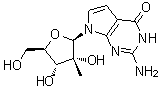 2-Amino-1,7-dihydro-7-(2-C-methyl-beta-D-ribofuranosyl)-4H-pyrrolo[2,3-d]pyrimidin-4-one molecular structure (CAS 443642-38-4)