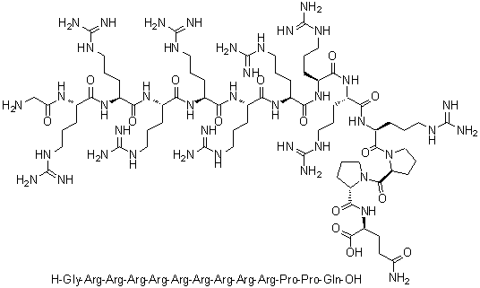 Glycyl-L-arginyl-L-arginyl-L-arginyl-L-arginyl-L-arginyl-L-arginyl-L-arginyl-L-arginyl-L-arginyl-L-prolyl-L-prolyl-L-glutamine molecular structure (CAS 445461-98-3)