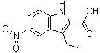 结构式 CAS# 446830-63-3, 3-乙基-5-硝基-1H-吲哚-2-羧酸