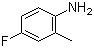structure of CAS# 452-71-1, 4-Fluoro-2-methylaniline;2-Amino-5-fluorotoluene; 4-Fluoro-2-methylbenzeneamine; 4-Fluoro-o-toluidine