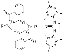 1,3-Bis(2,4,6-trimethylphenyl)imidazol-2-ylidene (1,4-naphthoquinone)palladium dimer molecular structure (CAS 467220-49-1)