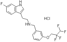 structure of CAS# 467458-02-2, N-[2-(6-Fluoro-1H-indol-3-yl)ethyl]-3-(2,2,3,3-tetrafluoropropoxy)benzylamine monohydrochloride