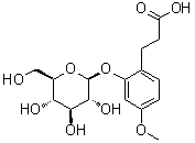 structure of CAS# 477873-63-5, 2-O-beta-D-Glucosyloxy-4-methoxybenzenepropanoic acid