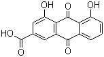 结构式 CAS# 478-43-3, 大黄酸; 1,8-二羟基-3-羧基蒽醌