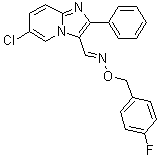 6-Chloro-2-phenylimidazo[1,2-a]pyridine-3-carboxaldehyde O-[(4-fluorophenyl)methyl]oxime molecular structure (CAS 478257-35-1)