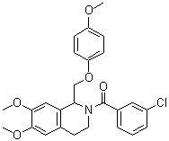 structure of CAS# 486427-17-2, (3-Chlorophenyl)[3,4-dihydro-6,7-dimethoxy-1-[(4-methoxyphenoxy)methyl]-2(1H)-isoquinolinyl]methanone