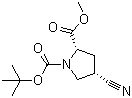 structure of CAS# 487048-28-2, (2S,4S)-4-Cyano-1,2-pyrrolidinedicarboxylic acid 1-(tert-butyl) 2-methyl ester