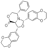 (1R,3S,5S,8aS)-1,3-Bis(2,3-dihydro-1,4-benzodioxin-6-yl)tetrahydro-5-phenyl-3H,8H-oxazolo[4,3-c][1,4]oxazin-8-one molecular structure (CAS 491833-25-1)