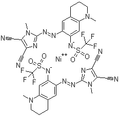 Bis[N-[6-[2-(4,5-dicyano-1-methyl-1H-imidazol-2-yl-N3)diazenyl-N1]-1,2,3,4-tetrahydro-1-methyl-7-quinolinyl]-1,1,1-trifluoromethanesulfonamidato-N]nickel molecular structure (CAS 494197-74-9)