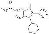 3-Cyclohexyl-2-(furan-3-yl)-1H-indole-6-carboxylic acid methyl ester molecular structure (CAS 494799-20-1)