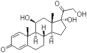 structure of CAS# 50-24-8, Prednisolone;11beta,17alpha,21-Trihydroxypregna-1,4-diene-3,20-dione; 1,4-Pregnadiene-11b,17a,21-triol-3,20-dione