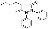structure of CAS# 50-33-9, Phenylbutazone;4-Butyl-1,2-diphenyl-3,5-pyrazolidinedione; 1,2-Diphenyl-3,5-dioxo-4-n-butylpyrazoline