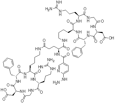 5,5'-[N-[(6-Hydrazinyl-3-pyridinyl)carbonyl]-L-glutamoyl]bis-cyclo(L-arginylglycyl-L-alpha-aspartyl-D-phenylalanyl-L-lysyl) molecular structure (CAS 500166-11-0)