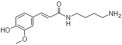 结构式 CAS# 501-13-3, 微叶猪毛菜碱; N-(4-氨基丁基)-3-(4-羟基-3-甲氧基苯基)-2-丙烯酰胺; N-阿魏酰基-1,4-丁二胺
