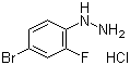 structure of CAS# 502496-24-4, 4-Bromo-2-fluorophenylhydrazine hydrochloride;(4-Bromo-2-fluorophenyl)hydrazine hydrochloride; 1-(4-Bromo-2-fluorophenyl)hydrazine hydrochloride