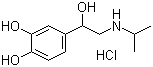 structure of CAS# 51-30-9, Isoprenaline hydrochloride ;3,4-Dihydroxy-alpha-((isopropylamino)methyl)-benzyl alcohol hydrochloride; 4-(1-Hydroxy-2-((methylethyl)amino)ethyl)-1,2-benzenediol hydrochloride; Aludrine hydrochloride