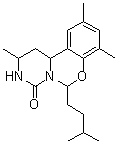 1,2,3,11b-Tetrahydro-2,8,10-trimethyl-6-(3-methylbutyl)-4H,6H-pyrimido[1,6-c][1,3]benzoxazin-4-one molecular structure (CAS 5104-61-0)