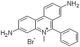 structure of CAS# 518-67-2, Dimidium bromide;3,8-Diamino-5-methyl-6-phenylphenanthridinium bromide; Trypadine