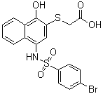 structure of CAS# 518303-20-3, 2-((4-(4-Bromophenylsulfonamido)-1-hydroxynaphthalen-2-yl)thio)acetic acid