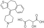 structure of CAS# 5189-11-7, Pizotifen malate;9,10-Dihydro-4-(1-methylpiperidin-4-ylidene)-4H-benzo[4,5]cyclohepta[1,2-b]thiophene malate (1:1)