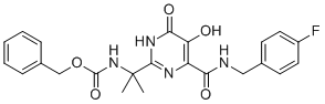 Benzyl (2-(4-((4-fluorobenzyl)carbamoyl)-5-hydroxy-6-oxo-1,6-dihydropyrimidin-2-yl)propan-2-yl)carbamate molecular structure (CAS 519028-33-2)