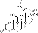 结构式 CAS# 52-21-1, 醋酸泼尼松龙; 11b,17a,21-三羟基孕甾-1,4-二烯-3,20-二酮-21-醋酸酯