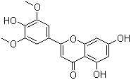 结构式 CAS# 520-32-1, 苜蓿素; 5,7-二羟基-2-(4-羟基-3,5-二甲氧基苯基)苯并吡喃-4-酮