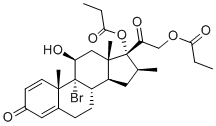 structure of CAS# 52092-14-5, Beclometasone Dipropionate EP Impurity D;[2-[(8S,9R,10S,11S,13S,14S,16S,17R)-9-bromo-11-hydroxy-10,13,16-trimethyl-3-oxo-17-propanoyloxy-6,7,8,11,12,14,15,16-octahydrocyclopenta[a]phenanthren-17-yl]-2-oxoethyl] propanoate