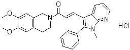 1,2,3,4-Tetrahydro-6,7-dimethoxy-2-[(2E)-3-(1-methyl-2-phenyl-1H-pyrrolo[2,3-b]pyridin-3-yl)-1-oxo-2-propenyl]isoquinoline monohydrochloride molecular structure (CAS 521984-48-5)